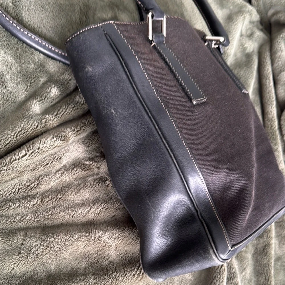 Coach Vintage Classic Legacy Brown Leather and Linen Bonnie Bucket Tote